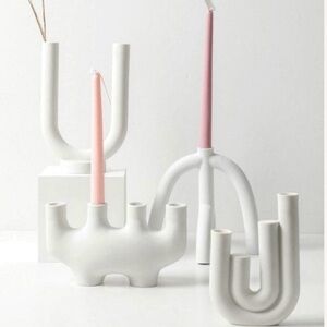 Modern White Ceramic Candle Holder